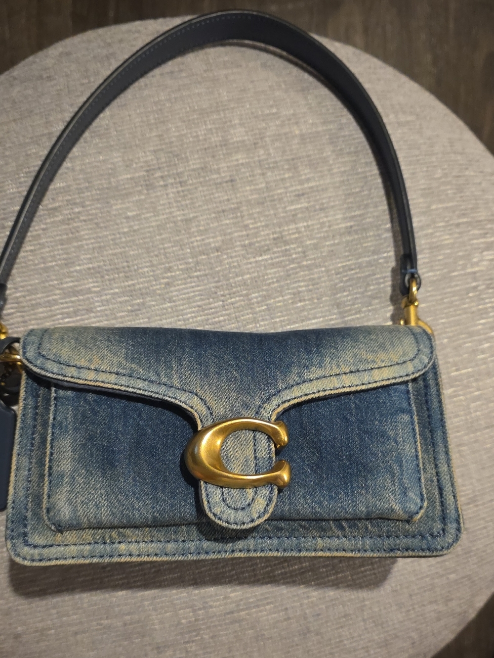Coach Tabby Denim Shoulder Bag with Gold 'C' Turnlock - Blue